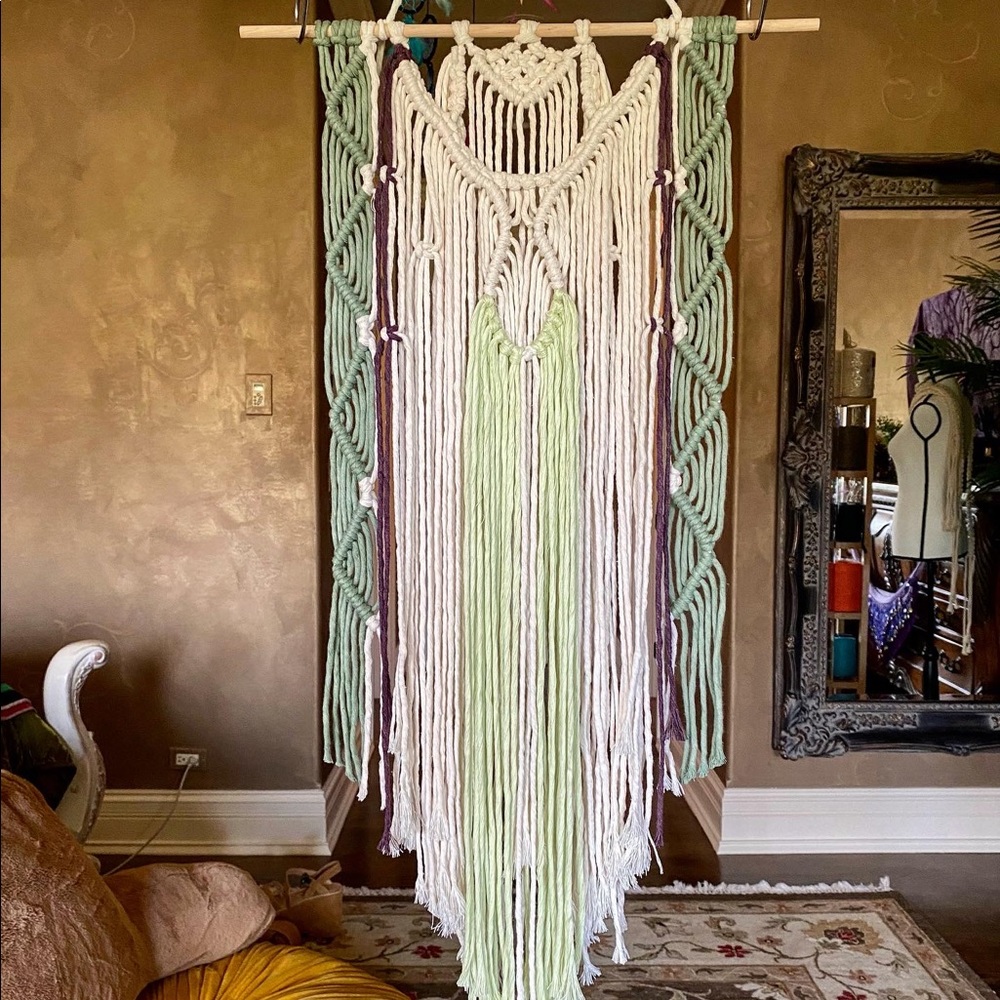 Handmade Macrame Wall Hanging Backdrop Crochet Art